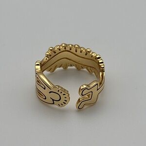 Gold Color Ring Size 6 - Keith Haring inspired design